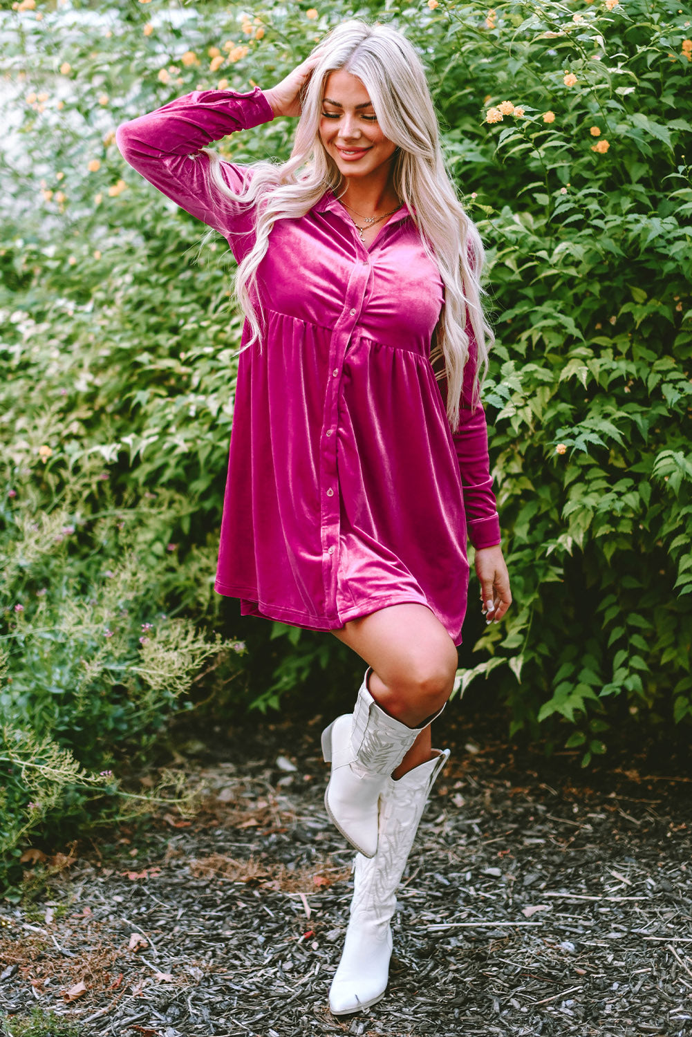 Lennon Long Sleeve Ruffle Velvet Dress-3