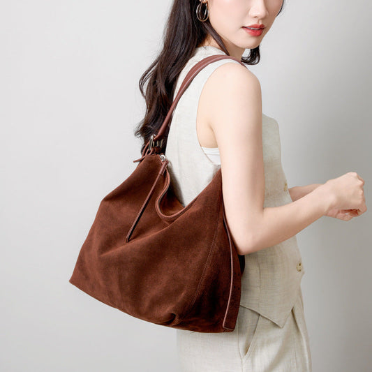 High-end Casual Underarm Tote Bag Made From Top-layer Cowhide Accent Plus