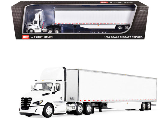 Freightliner Fifth Generation Cascadia Day Cab and 53' Utility Trailer with Skirts White 1/64 Diecast Model by DCP/First Gear First Gear