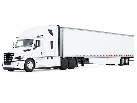 Freightliner Fifth Generation Cascadia Raised Roof Sleeper & 53' Utility Trailer with Skirts White 1/64 Diecast Model by DCP/First Gear First Gear