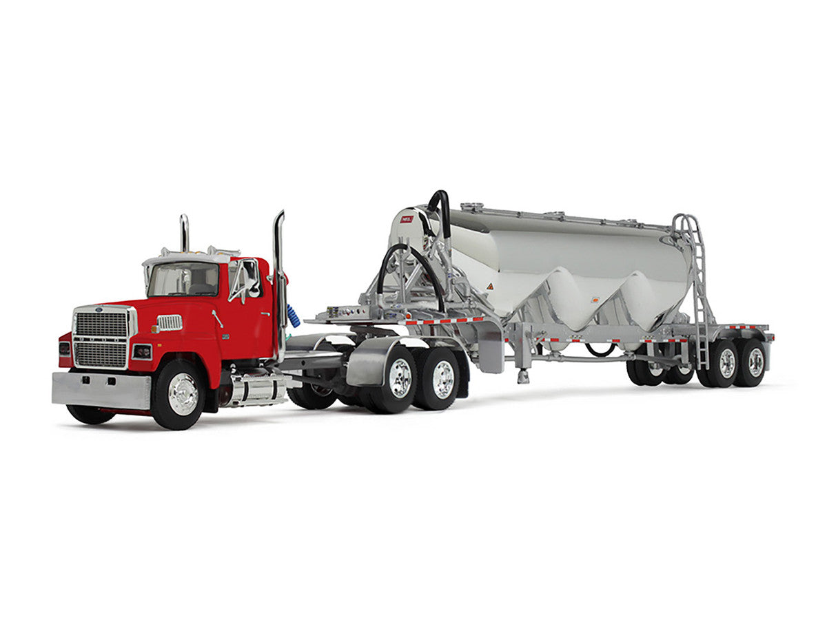 Ford LTL 9000 Day Cab with Heil Pneumatic Tank Trailer Heil Red 1/64 Diecast Model by DCP/First Gear First Gear