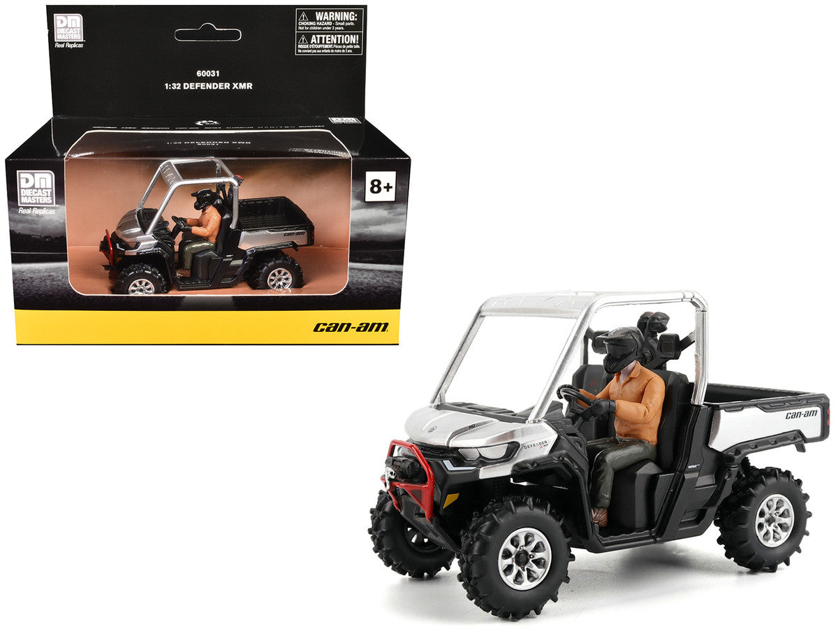 Can-Am Defender XMR Silver Metallic and Black with Driver Figure 1/32 Diecast Model by BRP Models-4