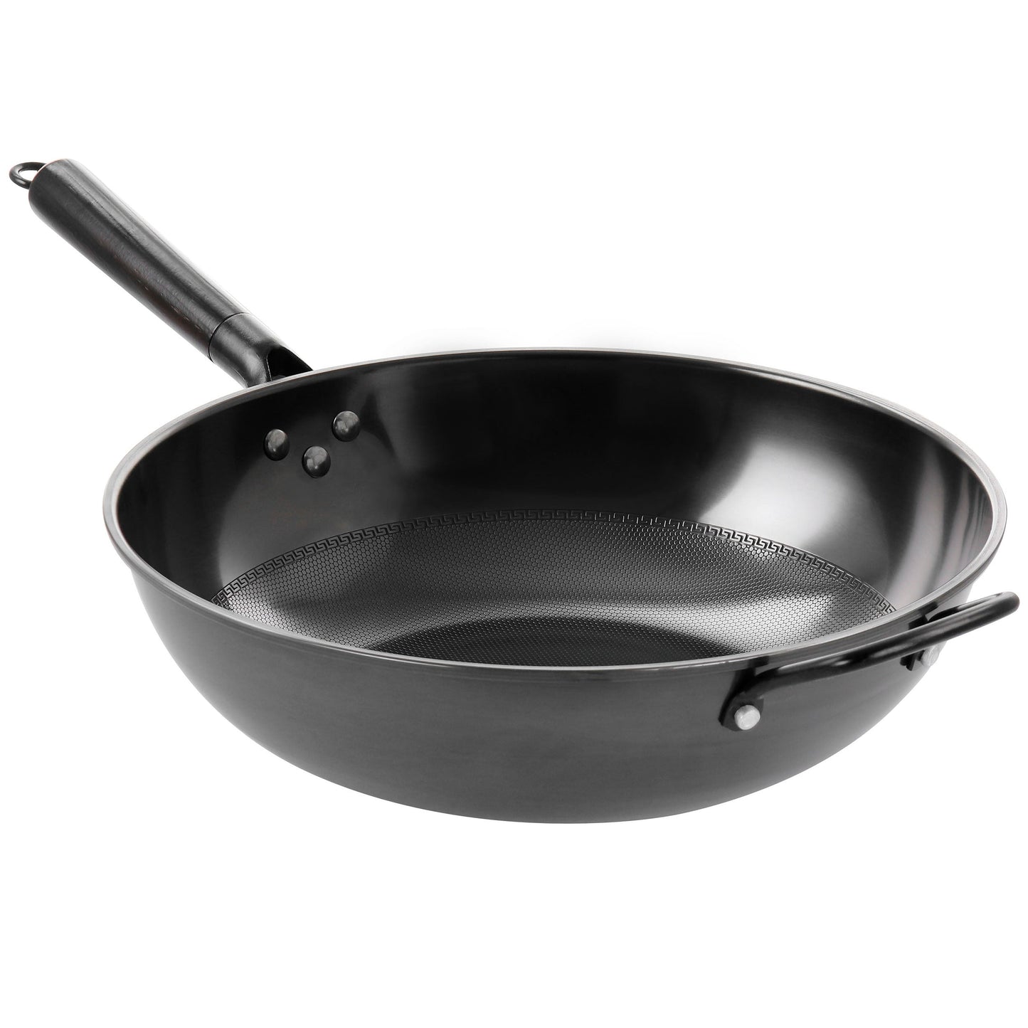 Gibson Home Debossed 13 Inch Heavy Gauge Carbon Steel Wok in Black W2B