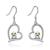 Sterling Silver Heart Crown Frog Dangle Drop Earrings for Women Mom LadyShow.Store