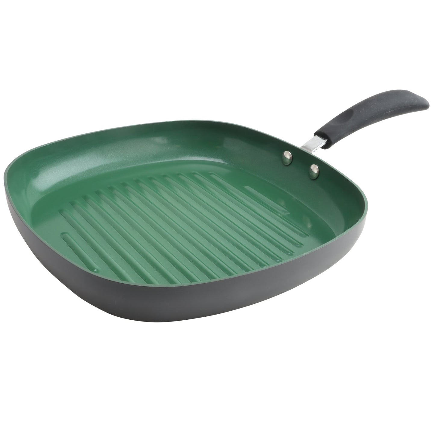 Eco-Friendly Home Hummington 11 inch Green Ceramic Non-Stick Grill Pan in Matte Grey W2B