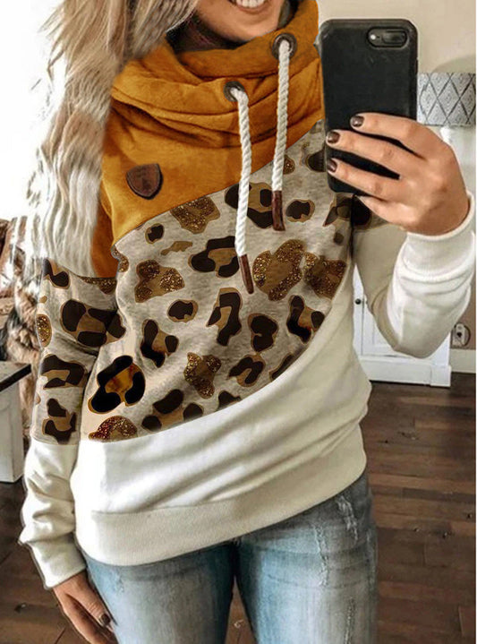 Printed stitching hooded fleece loose sweatshirt Best YouTube Store