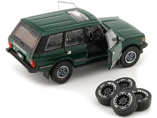 Land Rover Range Rover Classic LSE RHD (Right Hand Drive) Green with Sunroof with Extra Wheels 1/64 Diecast Model Car by BM Creations BM Creations