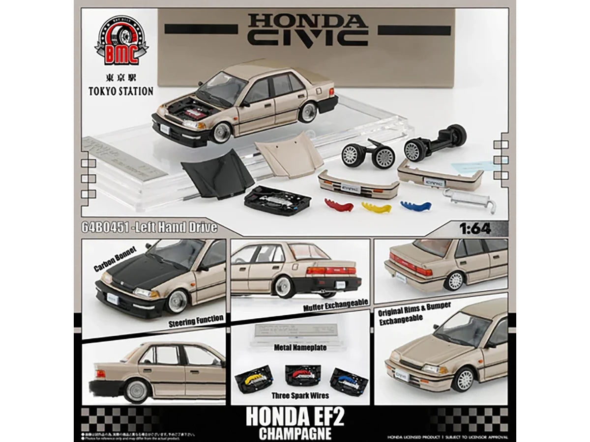 Honda Civic EF2 Champagne Metallic with Alternate Parts 1/64 Diecast Model Car by BM Creations BM Creations