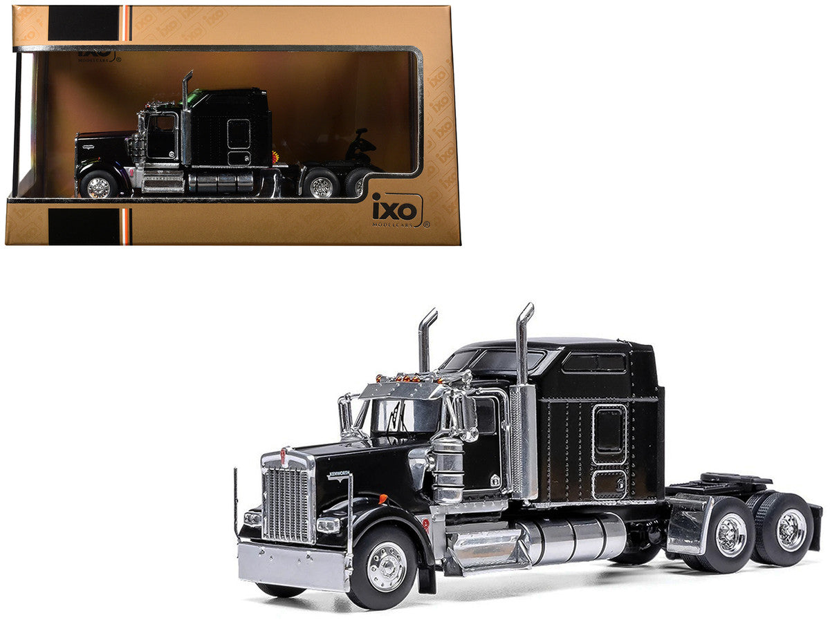 1990 Kenworth W900 Truck Tractor Black 1/64 Diecast Model by IXO Models IXO