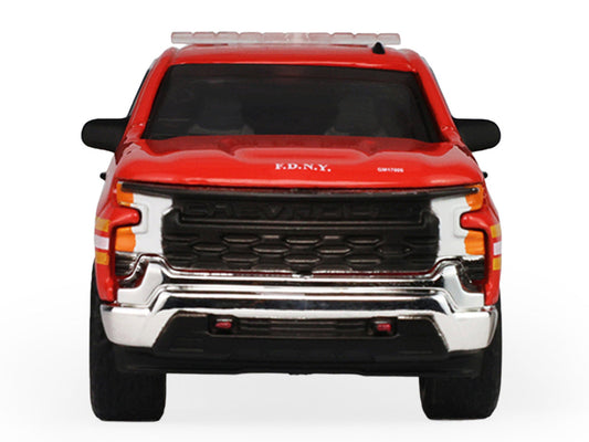 2023 Chevrolet Silverado Pickup Truck with Camper Shell "FDNY (New York City Fire Department)" Red with Stripes "Fire & Rescue" Series #5 1/64 Diecast Model Car by Greenlight Greenlight