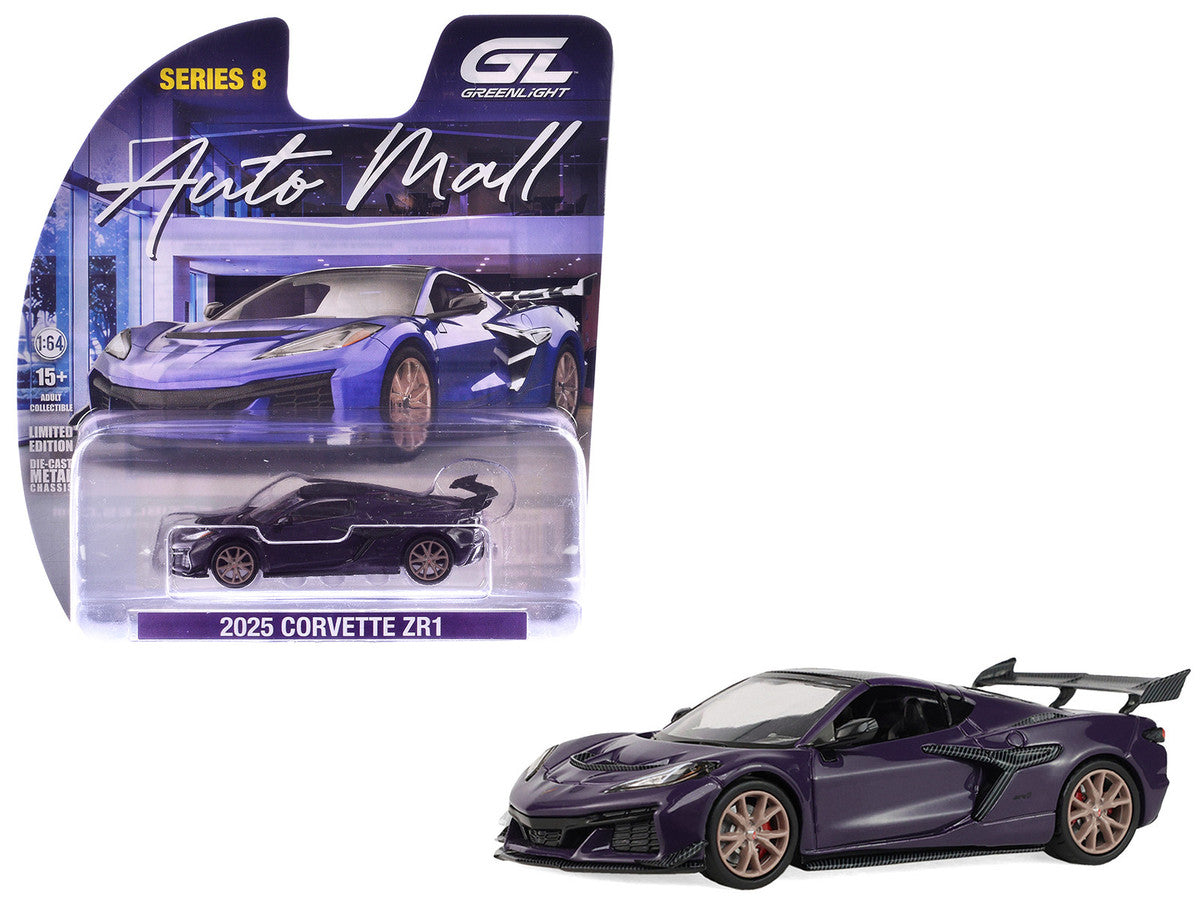 2025 Chevrolet Corvette ZR1 Hysteria Purple Metallic with Carbon Top "Auto Mall" Series 8 1/64 Diecast Model Car by Greenlight Greenlight