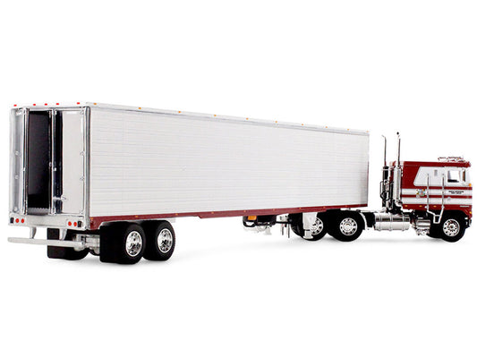 Kenworth K100 COE Flat Top and 53' Utility Trailer with Reefer "Red's Favorites - Jim Skrinar" Red with White Stripes 1/64 Diecast Model by DCP/First Gear First Gear
