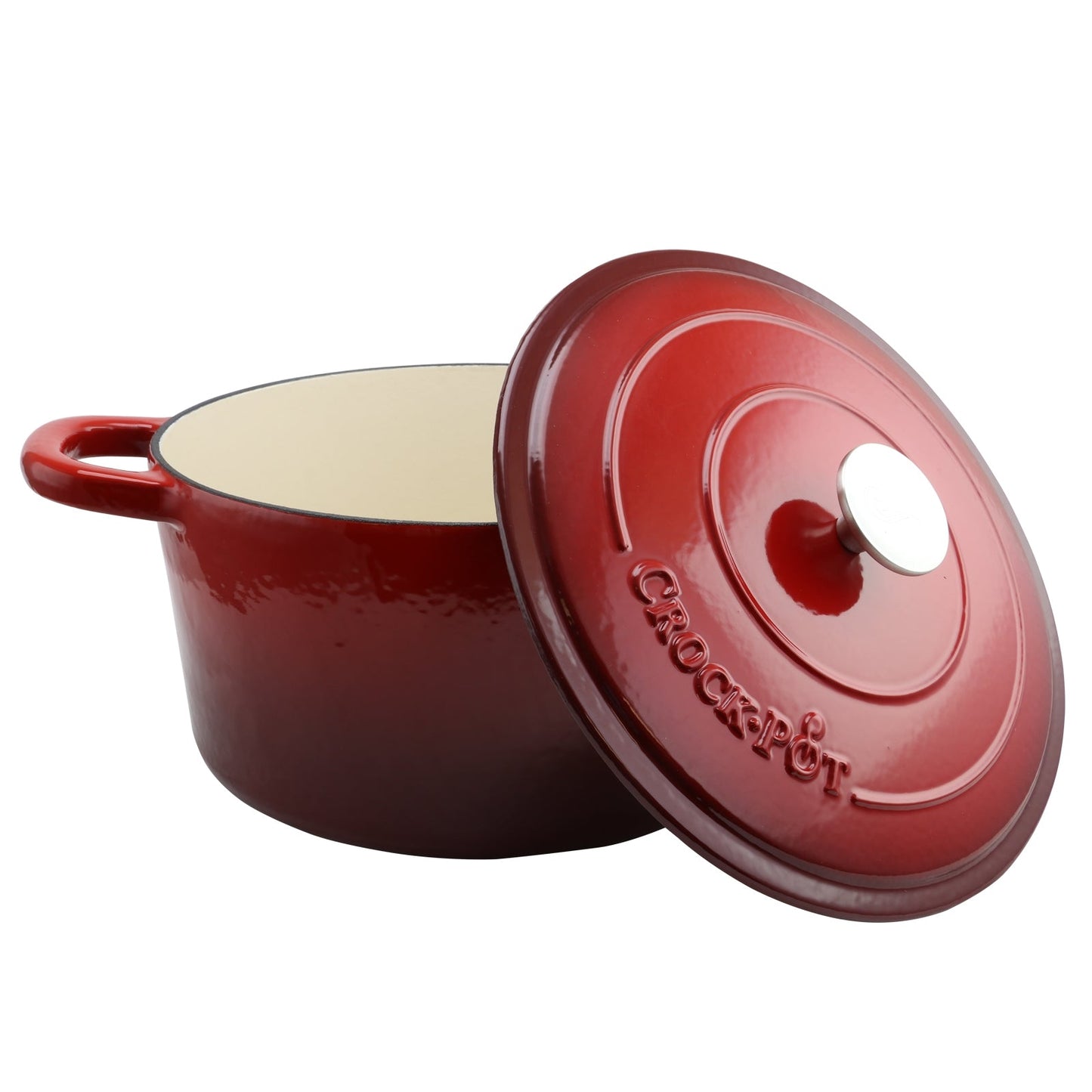 Crock Pot Artisan 7 Quart Round Cast Iron Dutch Oven in Scarlet Red W2B