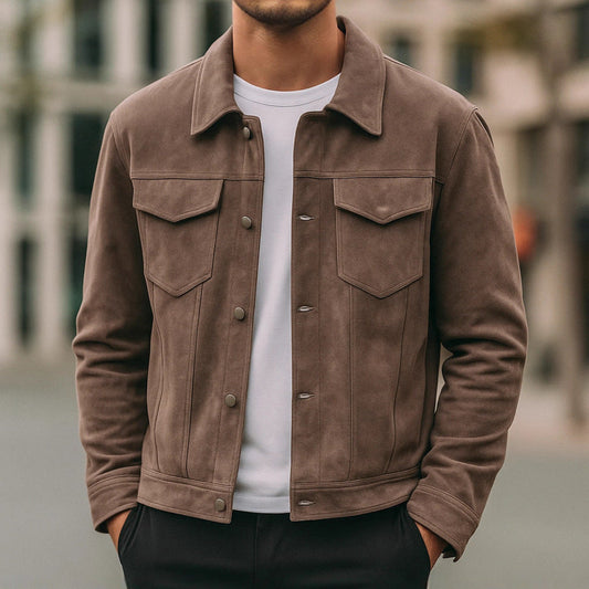 Deer Suede Men's Winter Lapel Work Jacket Best YouTube Store