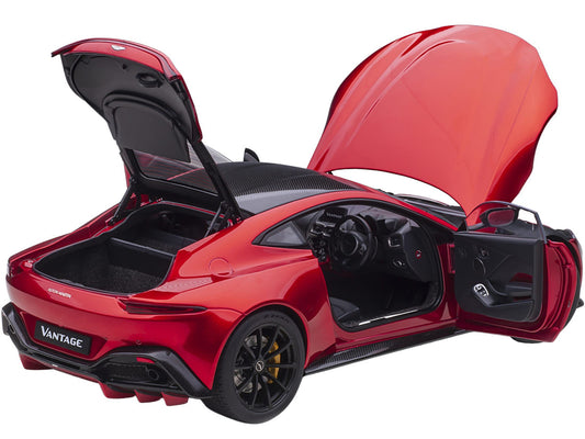 2019 Aston Martin Vantage RHD (Right Hand Drive) Hyper Red Metallic with Carbon Top 1/18 Model Car by Autoart-1