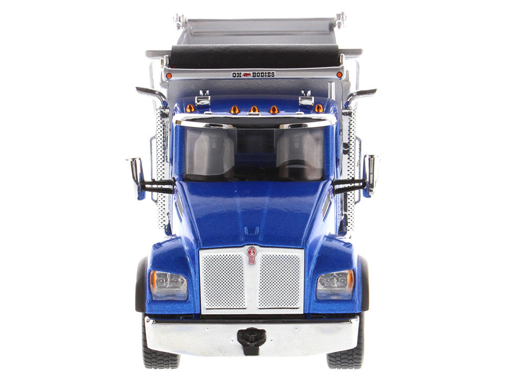 Kenworth T880S SFFA Tandem Axle with Pusher Axle OX Stampede Dump Truck Blue and Chrome "Transport Series" 1/50 Diecast Model by Diecast Masters Diecast Masters