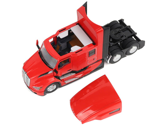 Kenworth T680 76" High Roof Sleeper Cab Truck Tractor Viper Red "Transport Series" 1/50 Diecast Model by Diecast Masters-1