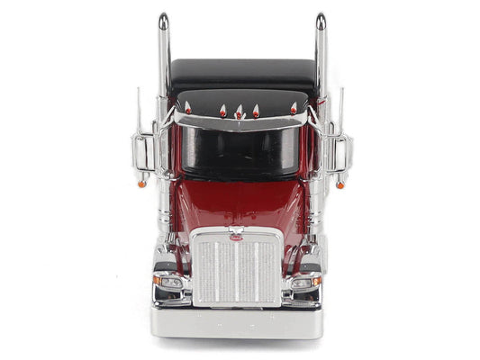Peterbilt 589 Legendary Package Tandem-Axle Truck Tractor with 58" Sleeper Cab Legendary Red with Black Top "Transport Series" 1/50 Diecast Model by Diecast Masters Diecast Masters