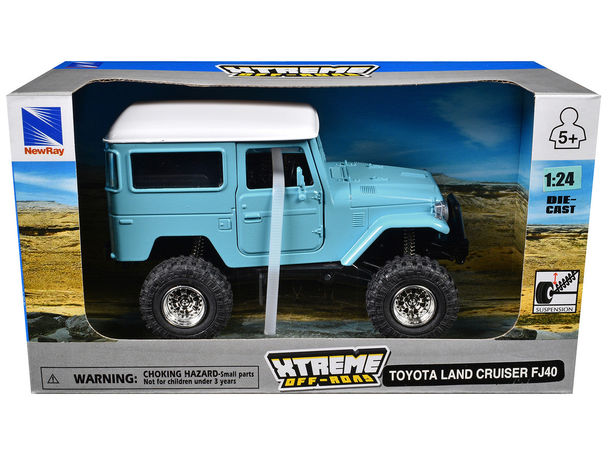 Toyota Land Cruiser FJ40 Light Blue with White Top "Xtreme Off-Road" Series 1/24 Diecast Model by New Ray New Ray