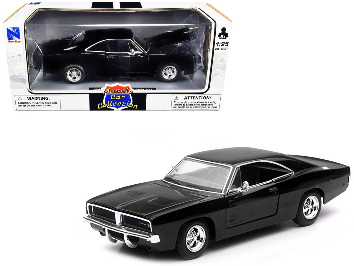 1969 Dodge Charger R/T Black "Muscle Car Collection" 1/25 Diecast Model Car by New Ray W2B