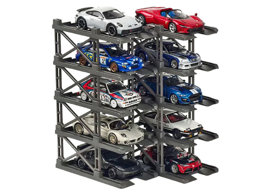 Modular Diecast 3D Parking Rack Display Stand Set of 10 Racks for 1/64 Scale Model Cars by Pitbox-1