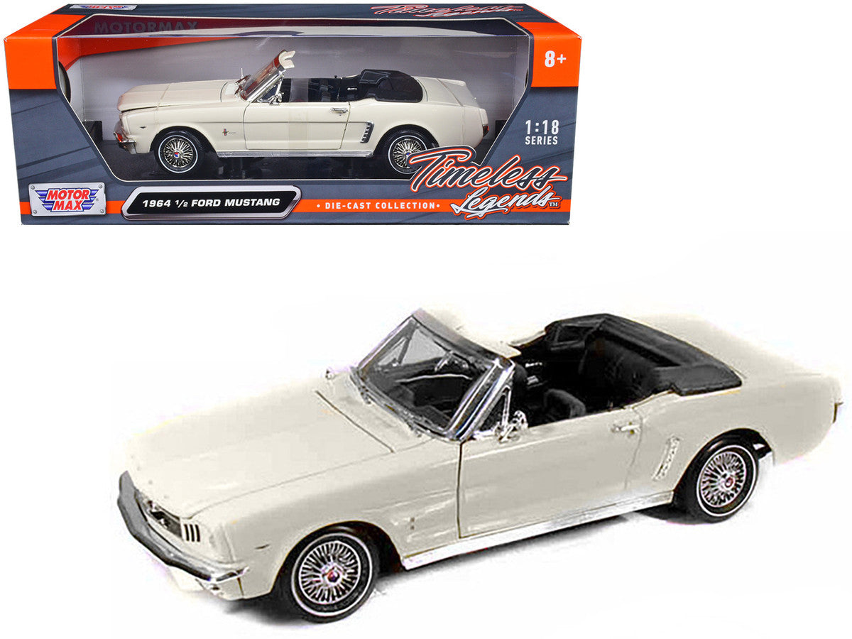 1964 1/2 Ford Mustang Convertible Cream 1/18 Diecast Car Model by Motormax Motormax