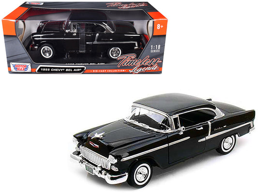 1955 Chevrolet Bel Air Hard Top Black 1/18 Diecast Car Model by Motormax Motormax