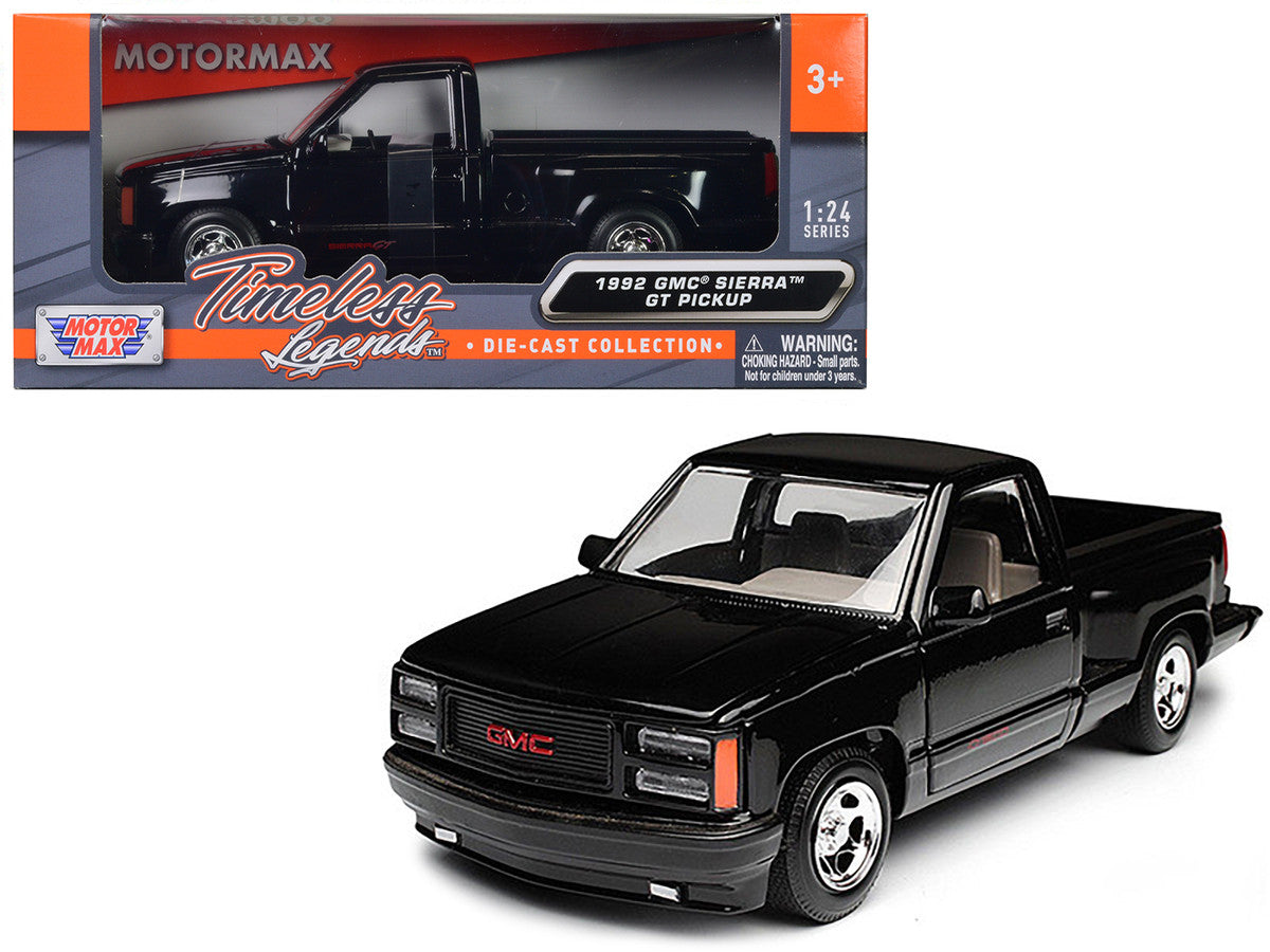 1992 GMC Sierra GT Black Pickup Truck 1/24 Diecast Model by Motormax Motormax