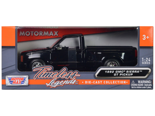 1992 GMC Sierra GT Black Pickup Truck 1/24 Diecast Model by Motormax Motormax