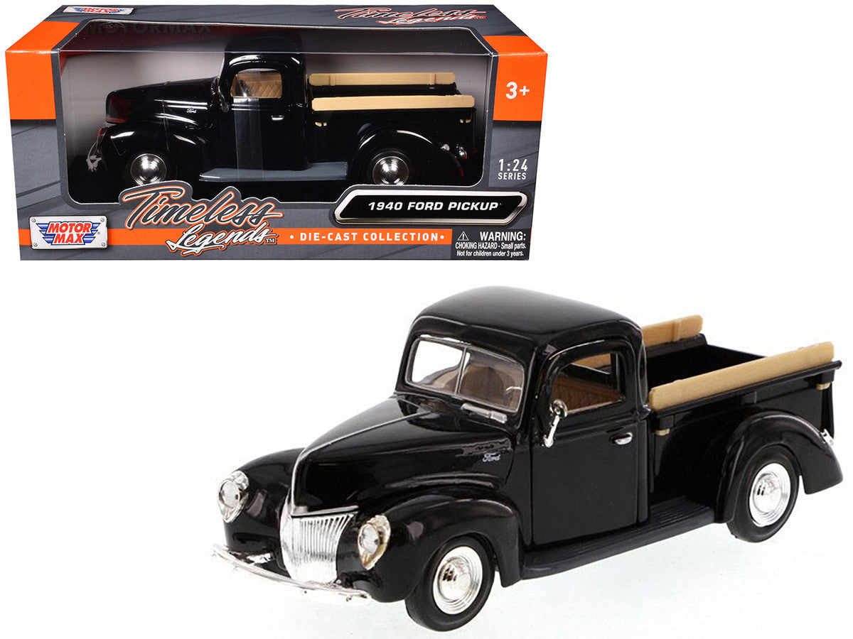 1940 Ford Pickup Truck Black 1/24 Diecast Model Car by Motormax Motormax