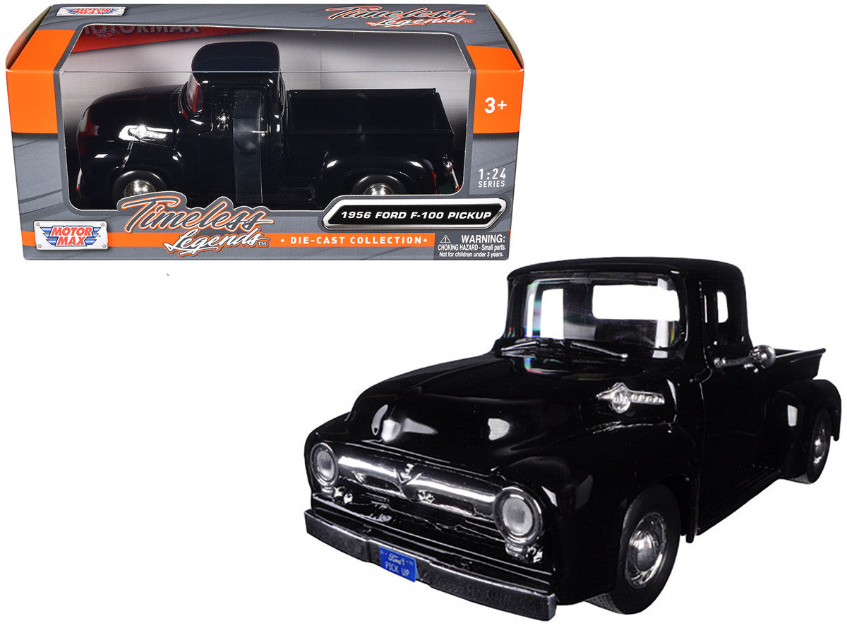 1956 Ford F-100 Pickup Truck Black 1/24 Diecast Model by Motormax Motormax