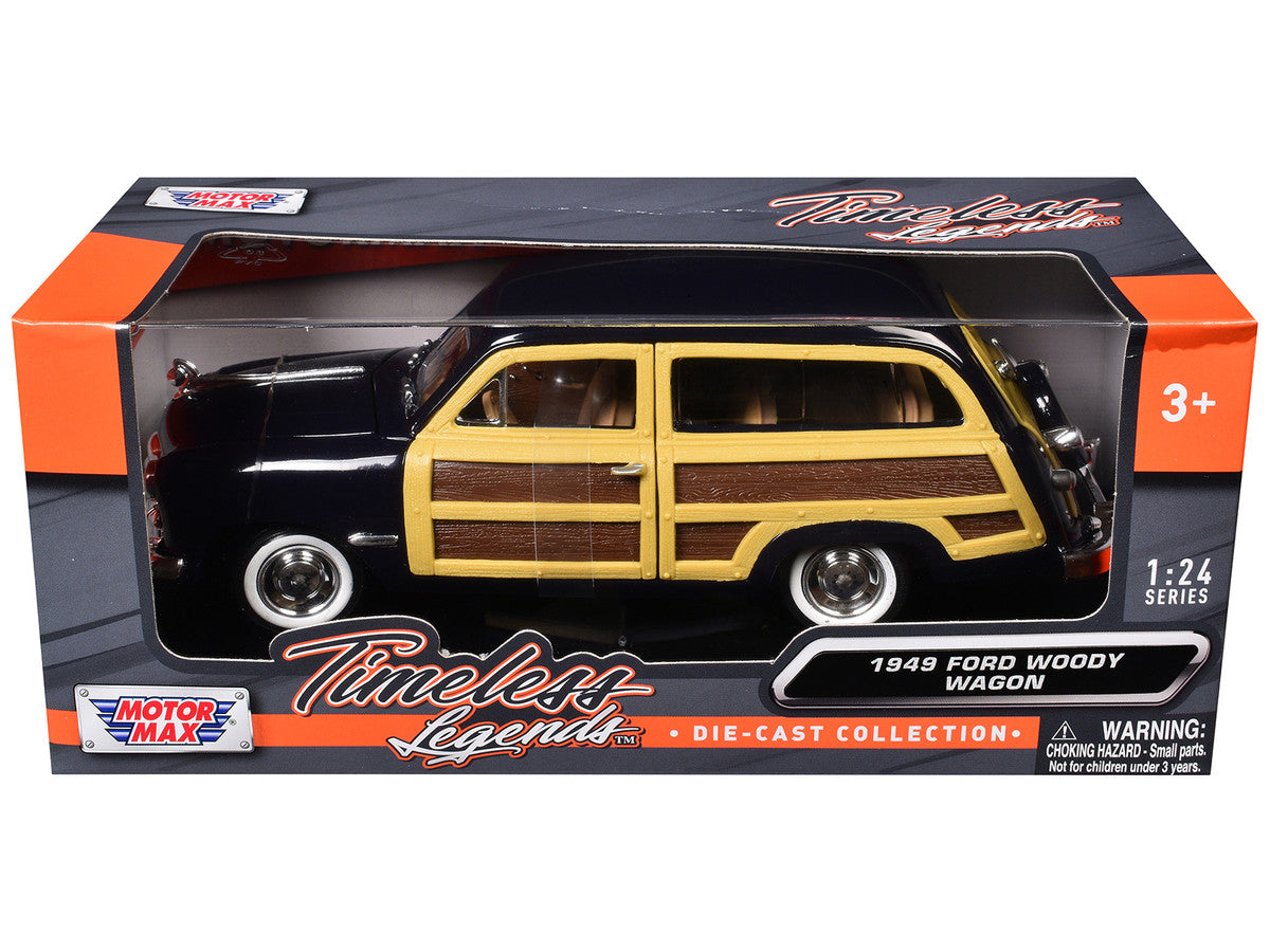 1949 Ford Woody Wagon Dark Blue 1/24 Diecast Model Car by Motormax Motormax
