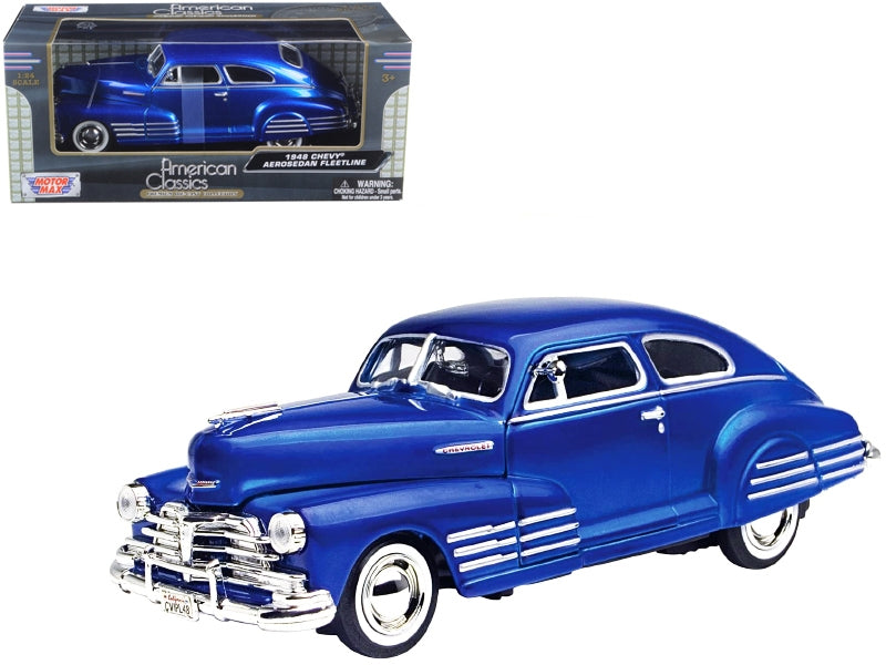 1948 Chevrolet Aerosedan Fleetline Blue 1/24 Diecast Model Car by Motormax W2B