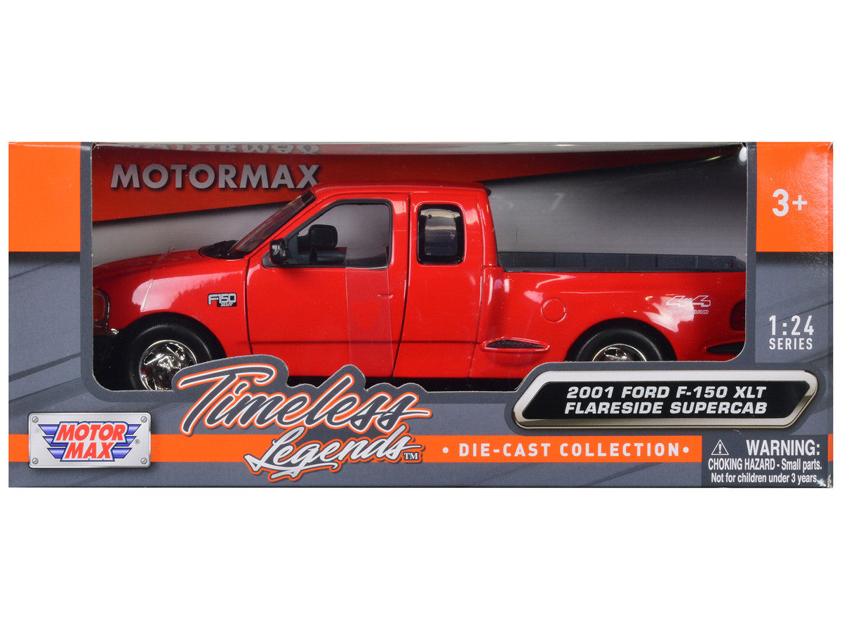 2001 Ford F-150 XLT Flareside Supercab Pickup Truck Red 1/24 Diecast Model Car by Motormax Motormax