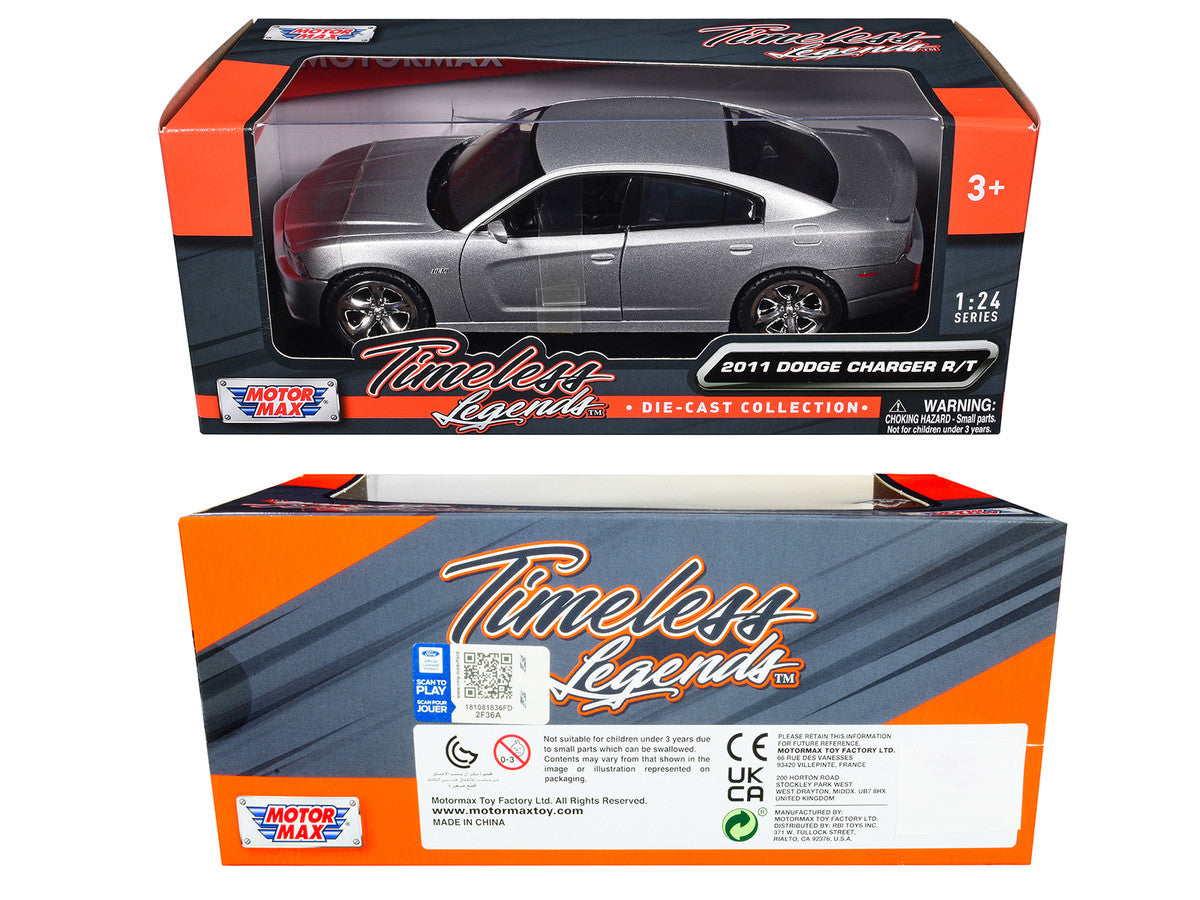 2011 Dodge Charger R/T Hemi Silver 1/24 Diecast Model Car by Motormax Motormax