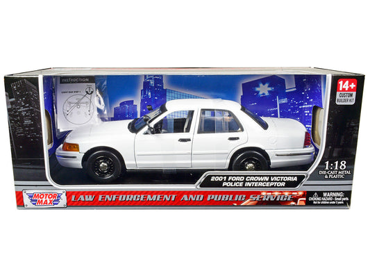 2001 Ford Crown Victoria Police Car Unmarked White "Custom Builder's Kit" Series 1/18 Diecast Model Car by Motormax Motormax