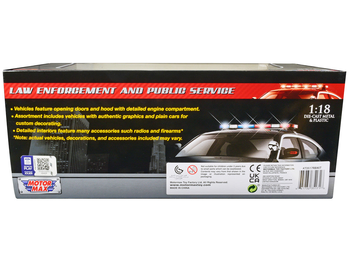2001 Ford Crown Victoria Police Car Unmarked White "Custom Builder's Kit" Series 1/18 Diecast Model Car by Motormax Motormax