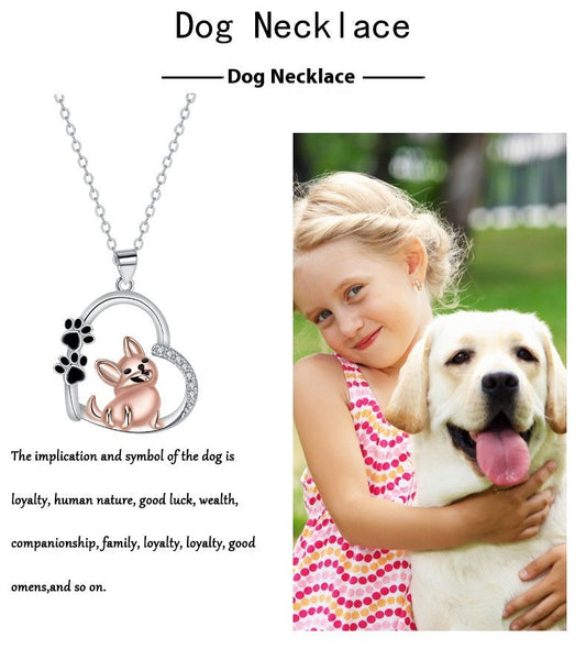 Lovely Heart-shaped Design Pet Dog Pendant Necklace Personality LadyShow.Store