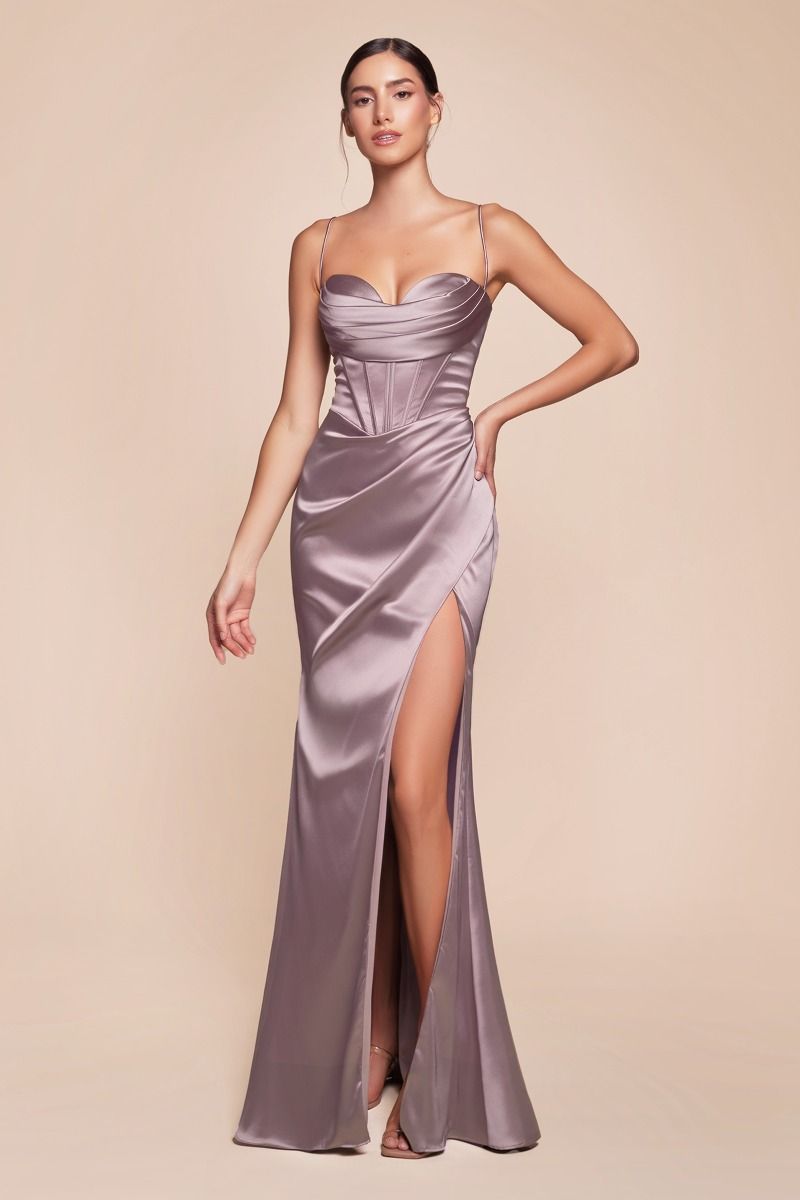 Corset Pleated Satin Gown Tux-USA