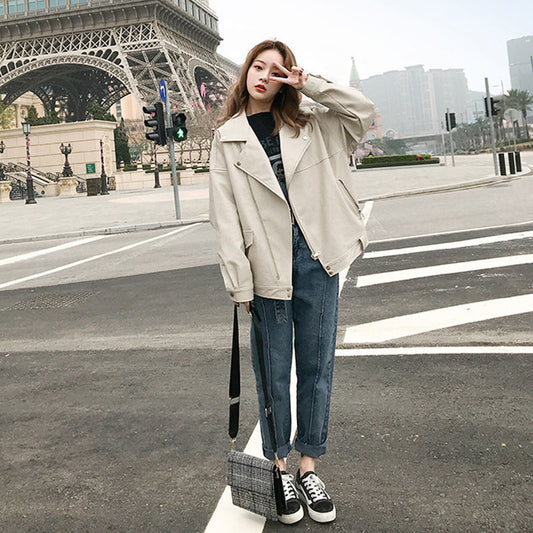 Casual Little Guy With A Motorcycle Leather Jacket Off LadyShow.Store