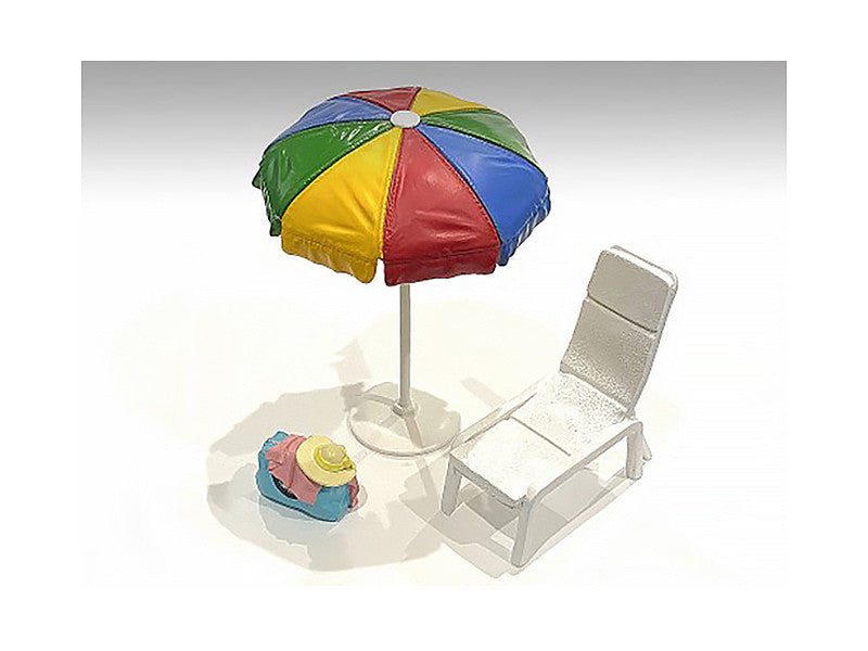 "Beach Girls" Accessories (Beach Chair and Beach Umbrella and Duffle Bag) for 1/18 Scale Models by American Diorama American Diorama