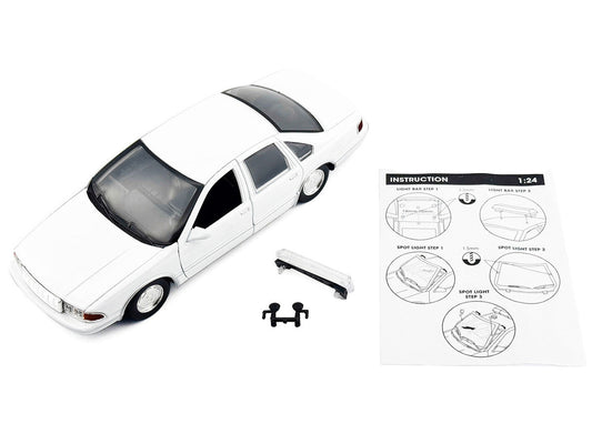 1993 Chevrolet Caprice Police Car Unmarked White "Custom Builder's Kit" Series 1/24 Diecast Model Car by Motormax Motormax