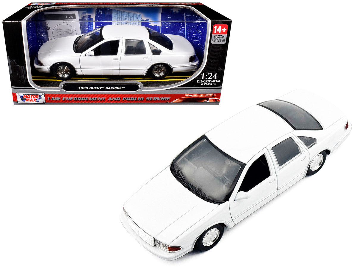 1993 Chevrolet Caprice Police Car Unmarked White "Custom Builder's Kit" Series 1/24 Diecast Model Car by Motormax Motormax