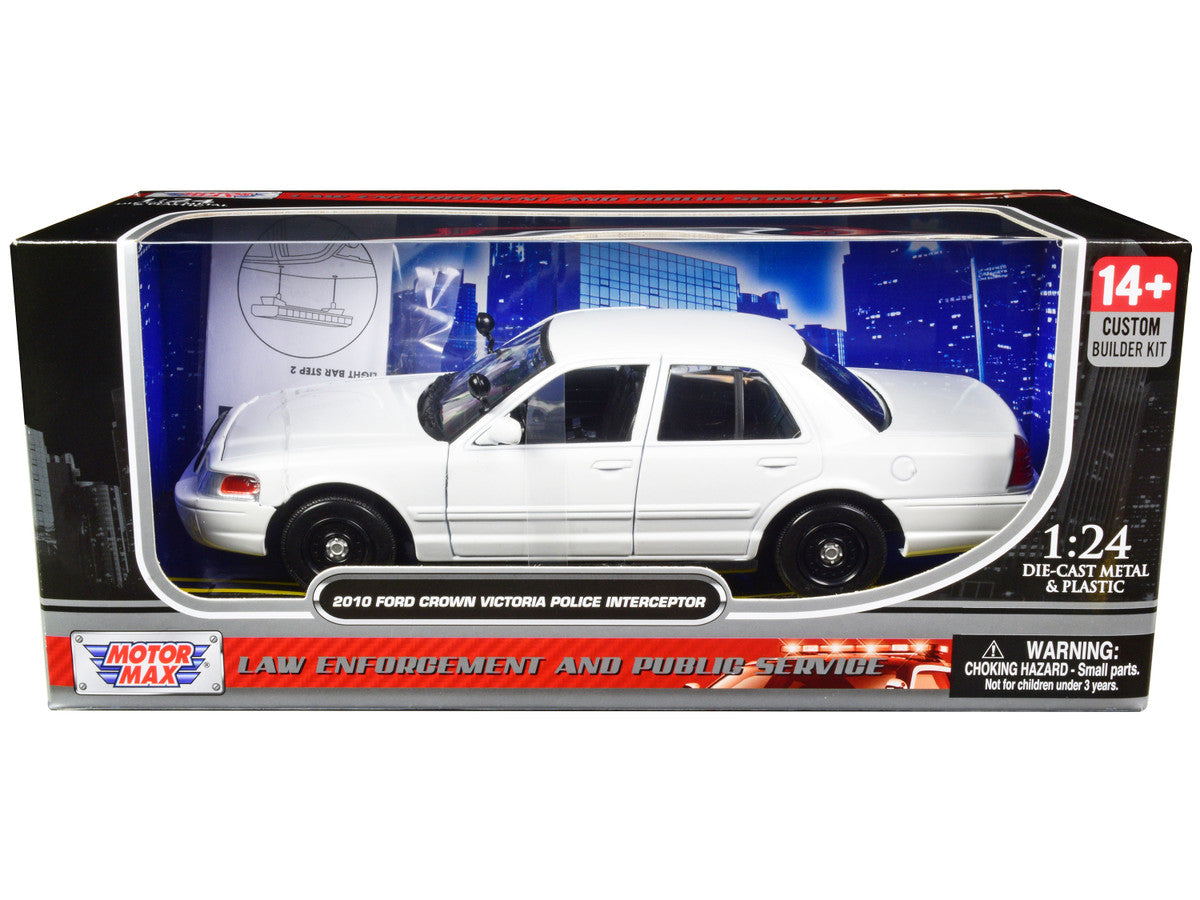 2010 Ford Crown Victoria Police Interceptor Unmarked White "Custom Builder's Kit" Series 1/24 Diecast Model Car by Motormax Motormax