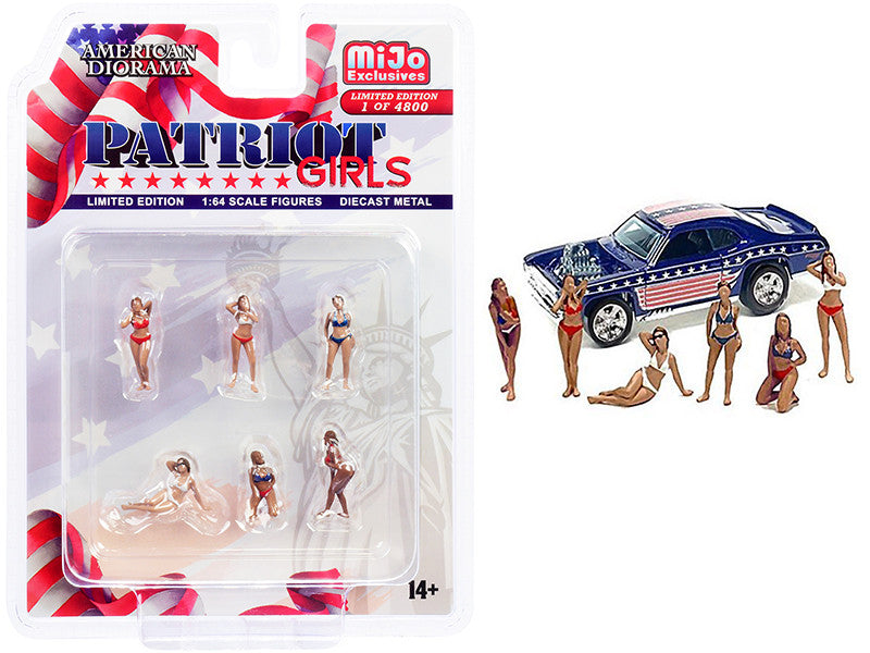 "Patriot Girls" 6 piece Diecast Figurines Set Limited Edition to 4800 pieces Worldwide for 1/64 Scale Models by American Diorama-0