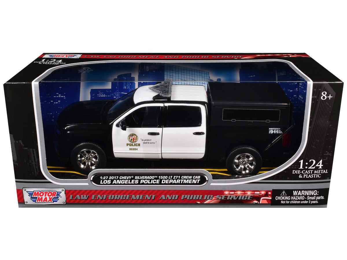 2017 Chevrolet Silverado 1500 LT Z71 Crew Cab Pickup Truck "Los Angeles Police Department" Black and White "Law Enforcement and Public Service" Series 1/27 Diecast Model Car by Motormax Motormax