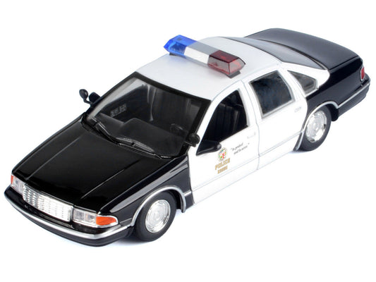 1993 Chevrolet Caprice Police Car "LAPD (Los Angeles Police Department)" Black and White "Law Enforcement and Public Service" Series 1/24 Diecast Model Car by Motormax Motormax