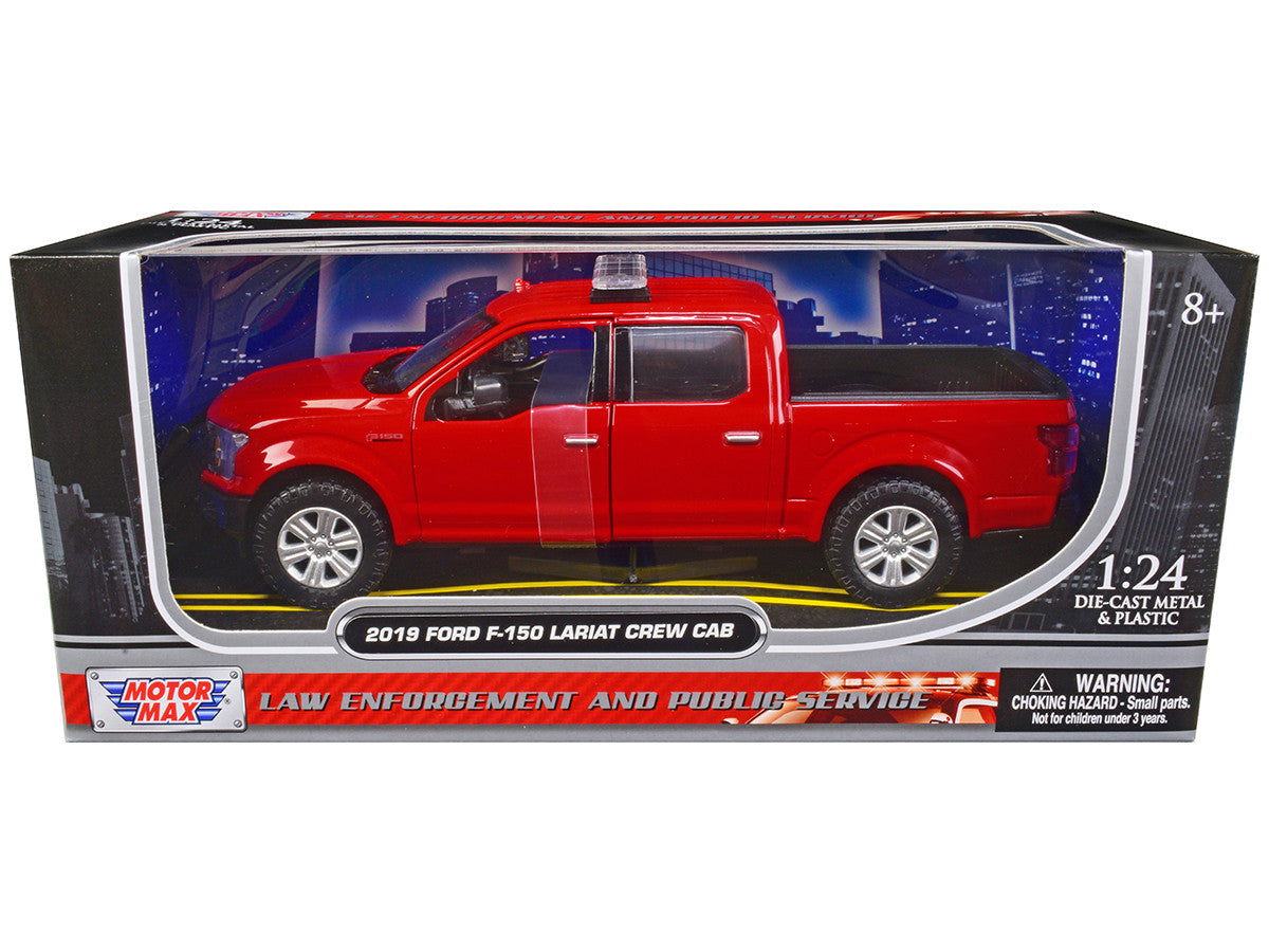 2019 Ford F-150 Lariat Crew Cab Pickup Truck Unmarked Fire Department Red "Law Enforcement and Public Service" Series 1/24 Diecast Model Car by Motormax Motormax