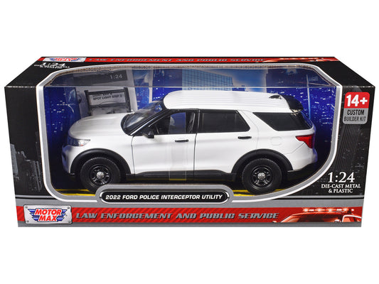 2022 Ford Police Interceptor Utility Unmarked White "Builder's Kit" "Law Enforcement and Public Service" Series 1/24 Diecast Model Car by Motormax Motormax