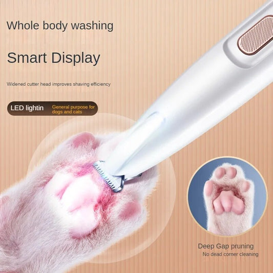 New Dog Paw Trimmer With LED Light Fully Waterproof Pet Hair Trimmer With LED Display Dog Clippers For Grooming 18mm Widen Blade LadyShow.Store